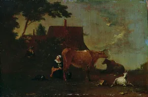 Milking the cow, 1717-1767. Creator: Norbert Grund