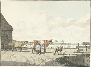 W Barthautz Prints: Milking farmer, 1700-1800. Creator: W. Barthautz