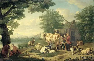 Milking Time, 1710-1763. Creator: Jan van Gool