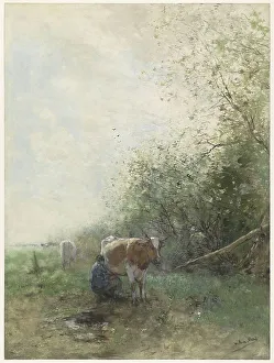 Milking Prints: Milking time, 1844-1910. Creator: Willem Maris