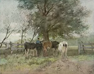 Anton Mauve Gallery: Milking Time, c1858-1888, (1906-7). Artist: Anton Mauve