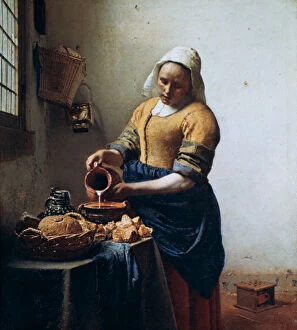 The Netherlands Collection: The Milkmaid, c1658. Artist: Jan Vermeer