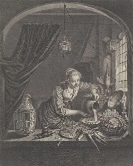 Carrots Collection: Milkmaid after the painting of G. Dou in the Cabinet of Mr. Poullain, mid-17th century