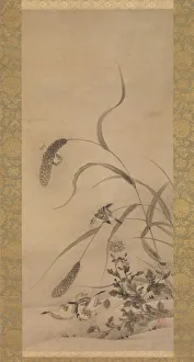 Seed Prints: Millet and Sparrows, mid-16th century. Creator: Geiai