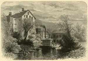 Chimneys Prints: Mills on Blackstone River, 1872. Creator: William Hamilton Gibson
