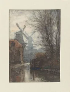 Mills Prints: Mills on a canal, 1887. Creator: Jan Veth