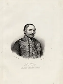 Serbia Prints: Milo? Obrenovic I (1780-1860), Prince of Serbia