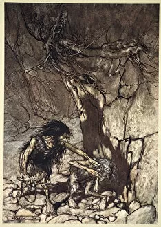 Beating Gallery: Mime howling Ohe! Ohe! Oh! Oh!, 1910. Artist: Arthur Rackham