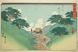 Minakuchi: The Beautiful Pine Trees at Mount Hiramatsu (Minakuchi, Hiramatsuyama bis... c. 1847/52. Creator: Ando Hiroshige)