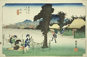 Minakuchi: Dried Gourd Shavings, A Local Specialty (Minakuchi, meibutsu kanpyo)... c. 1833/34. Creator: Ando Hiroshige