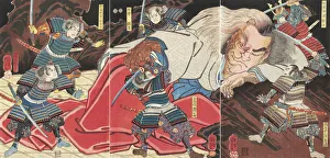 Utagawa 1797 1861 Prints: Minamoto no Yorimitsu and his retainers attacking the drunken monster Shuten-doji on mount Oe