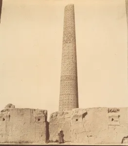 Pesce Collection: [Minaret of the Mosque of 40 Columns, Chehel Dokhtar, 359b.], 1840s-60s