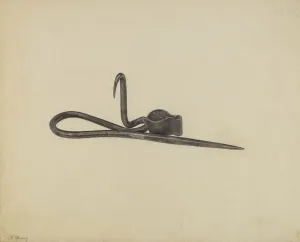 Miners Prints: Miner's Candle Holder, c. 1938. Creator: Benjamin Resnick