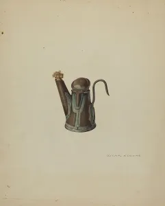 Miners Lamp Prints: Miner's Lamp, c. 1940. Creator: Oscar Bluhme