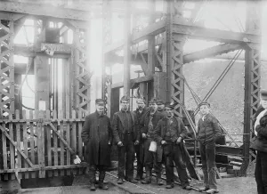 Colliery Prints: Miners leaving entrance to coal mine near Scranton, PA. 1912. Creator: Bain News Service