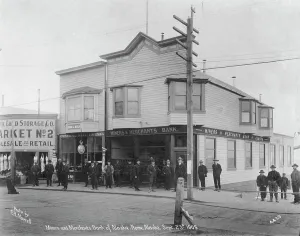 Nome Alaska United States Prints: Miners and Merchants Bank of Alaska, 1905. Creator: Frank H. Nowell