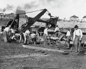 Miners at work on the Mesabi Range in northeast Minnesota, 1903. Creator: Frances Benjamin Johnston