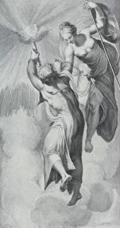 Images Dated 7th December 2020: Minerva assisting Prometheus as he attempts to scale the heavens, 1756