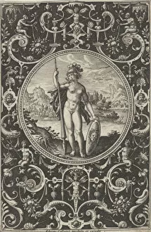 Minerva in a Decorative Frame with Grotesques, from the Judgment of Paris, c1580-1600