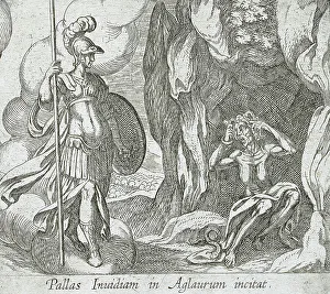 Athene Prints: Minerva at Envy's Cave, published 1606. Creators: Antonio Tempesta, Wilhelm Janson