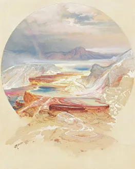 Hot Springs Prints: Minerva Terrace, Yellowstone, 1872. Creator: Thomas Moran