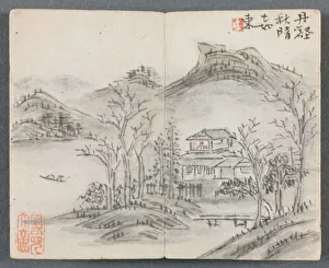 Miniature Album with Figures and Landscape (Landscape with Hill, House, Boat and Bridge), 1822
