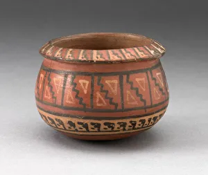 Inca Prints: Miniature Bowl with Geometric Textile-Like Pattern, A. D. 1450 / 1532. Creator: Unknown