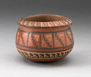 Incan Gallery: Miniature Bowl with Geometric Textile-Like Pattern, A.D. 1450 / 1532. Creator: Unknown