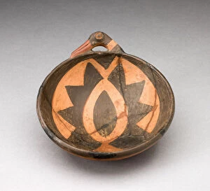 Inca Gallery: Miniature Bowl with Large Geometric Motif and Bird-Head Handle, A.D. 1450 / 1532