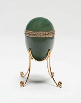 Leningrad Ussr Gallery: Miniature Box with Lid in the form of an Egg and Stand, Saint Petersburg, c. 1900