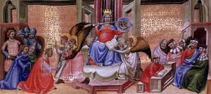 Miniature in Codex Justinian Institutiones Feodorum et Alia, illuminated manuscript, c Miniature in Codex Justinian Institutiones Feodorum et Alia, illuminated manuscript, c