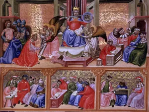 Miniature in Codex Justinian Institutiones Feodorum et Alia, illuminated manuscript, c
