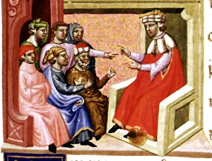 Miniature in Codex Justinian Institutiones Feodorum et Alia, illuminated manuscript, c