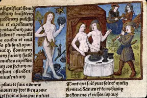 Toilette Prints: Miniature from Compost et calendrier des bergers, 1493. Creator: Anonymous master