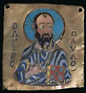 Cloisonne Gallery: Miniature depiction of St Paul, 10th century