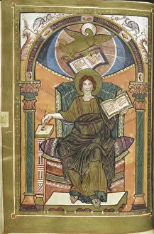 Miniature of an Evangelist portrait of John, 1st quarter of the 9th century. Creator: Unknown