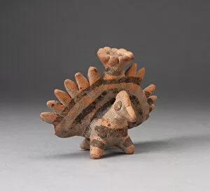 Colima Collection: Miniature Figure in the Form of a Bird with Exaggerated Tailfeathers, c. A.D. 200