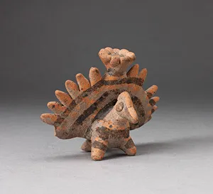 Colima Collection: Miniature Figure in the Form of a Bird with Exaggerated Tailfeathers, c. A.D. 200