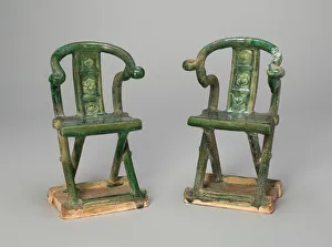 Grave Goods Collection: Miniature Folding Chairs (Mingqi), Ming dynasty (1368-1644). Creator: Unknown