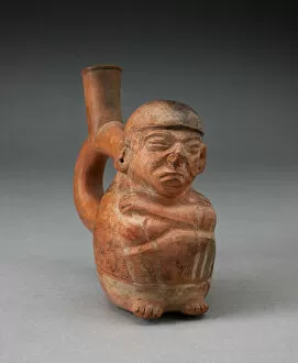 Arms Folded Gallery: Miniature Handle Spout Vessel in Form of a Seated Man, 100 B.C. / A.D. 500