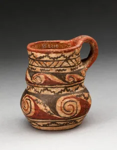 Miniature Handled Jug with Spiral and Zigzag Motifs, A. D. 400 / 1000. Creator: Unknown