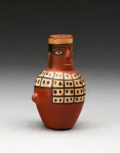 Ceramic And Pigment Prints: Miniature Jar in the Form of a Figure Wearing a Tunic, A. D. 600 / 1000. Creator: Unknown