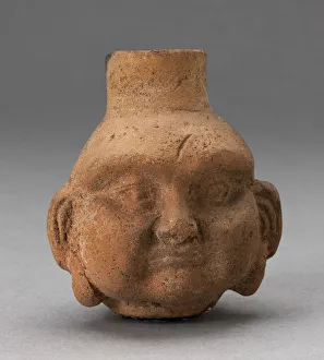 Face Paint Prints: Miniature Jar in Form of Human Head with Large Cheeks, 100 B. C. / A. D. 500