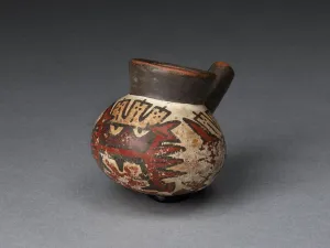 Miniature Jar with a Single Spout Depicting an Abstract Figure, 180 B. C. / A. D. 500
