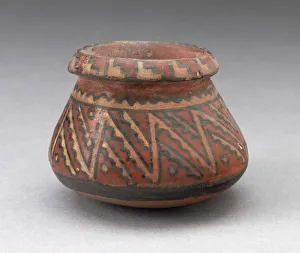 Zig Zag Prints: Miniature Jar with Textile-Like Geometric Pattern, A. D. 1450 / 1532. Creator: Unknown