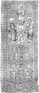 Shrewsbury Collection: Miniature of a manuscript offered by Talbot and Margaret of Anjou