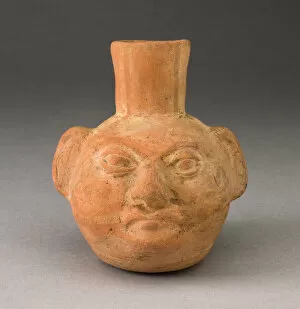 Chubby Collection: Miniature Portrait Jar of a Human Head with Face Painting, 100 B. C. / A. D. 500