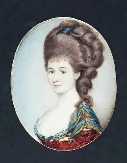 Neckline Prints: Miniature Portrait of a Woman, 18th century. Creator: Unknown