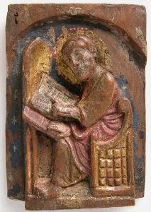 Luke St Prints: Miniature Relief of a Saint Luke at His Writing Table, German, 1200-1225
