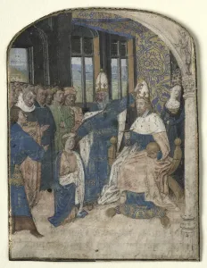 And Gold On Vellum Prints: Miniature from a Speculum Historiale: Claudius Designates Nero as His Successor, 1447-60